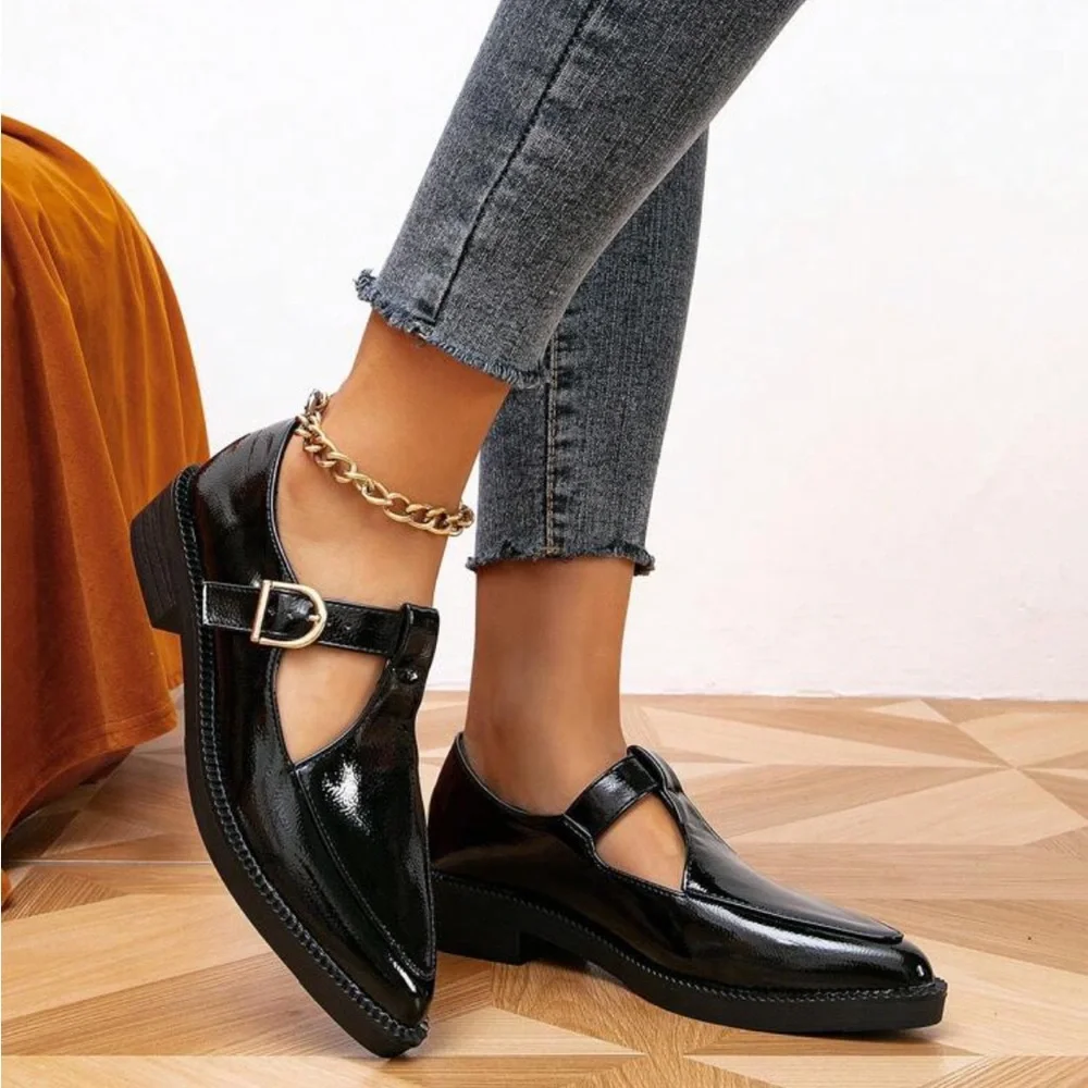 Rebellious Rose Black Patent Loafers - Picture 3 of 12